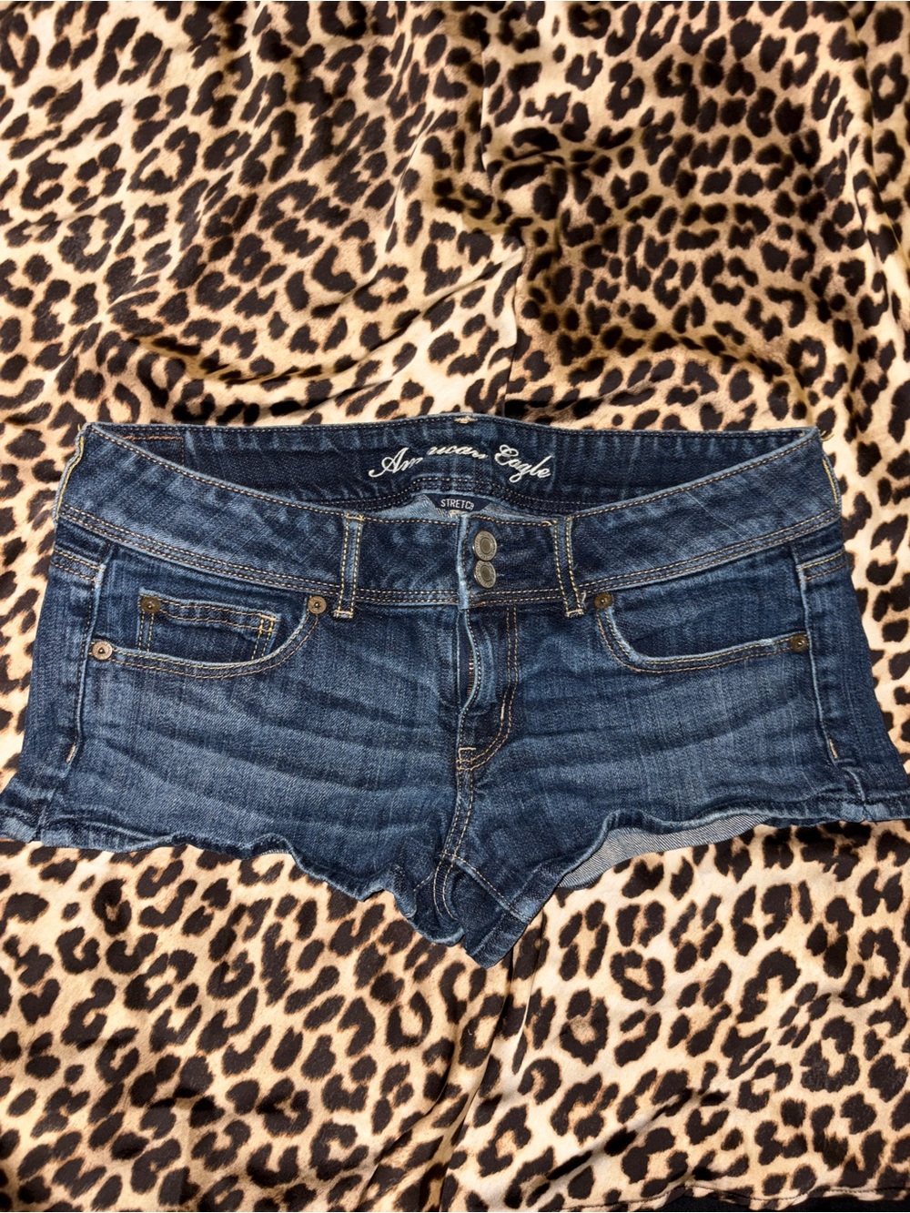 American Eagle Outfitters Dark Blue Denim Low-Rise Jean Shorts